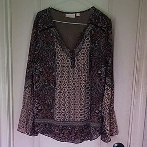 Belle by Kim Gravel Multicolor Paisley Blouse